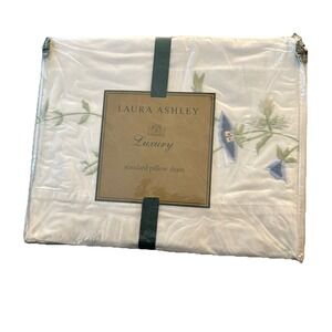 laura‎ ashley luxury floral embroidered pillow sham standard size